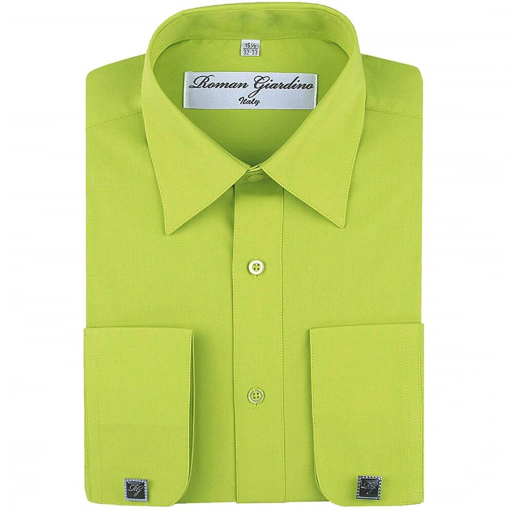 Men's Dress Shirts Convertible Long Sleeve Botton Down Collar - Kiwi